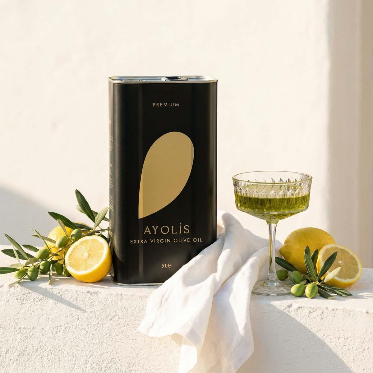 Ayolis Premium Gourmet Memecik Extra Virgin Olive Oil, 5L – Early Harvest, Cold Extracted